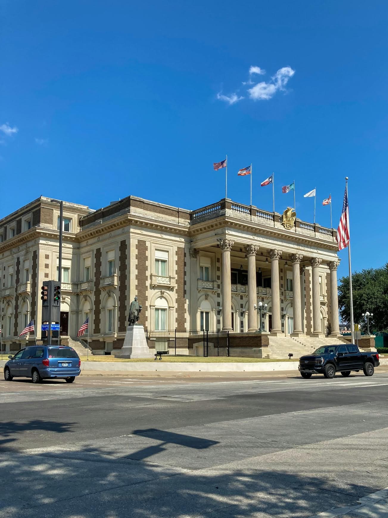 Neoclassical civic building in downtown Dallas